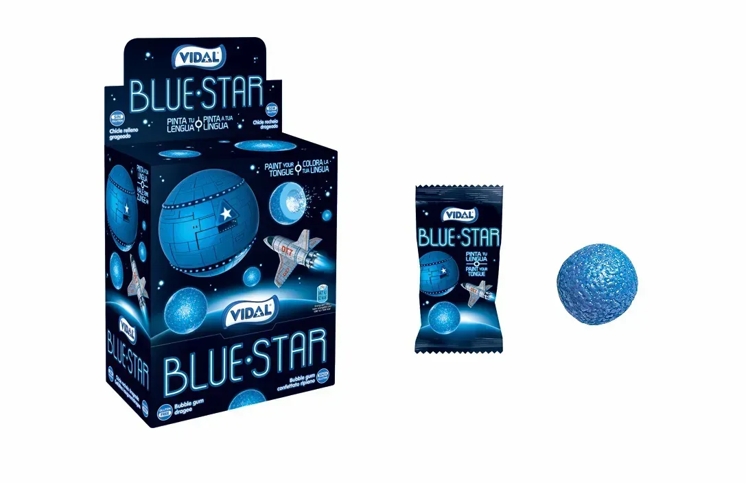 Blauwe sterren kauwgombal