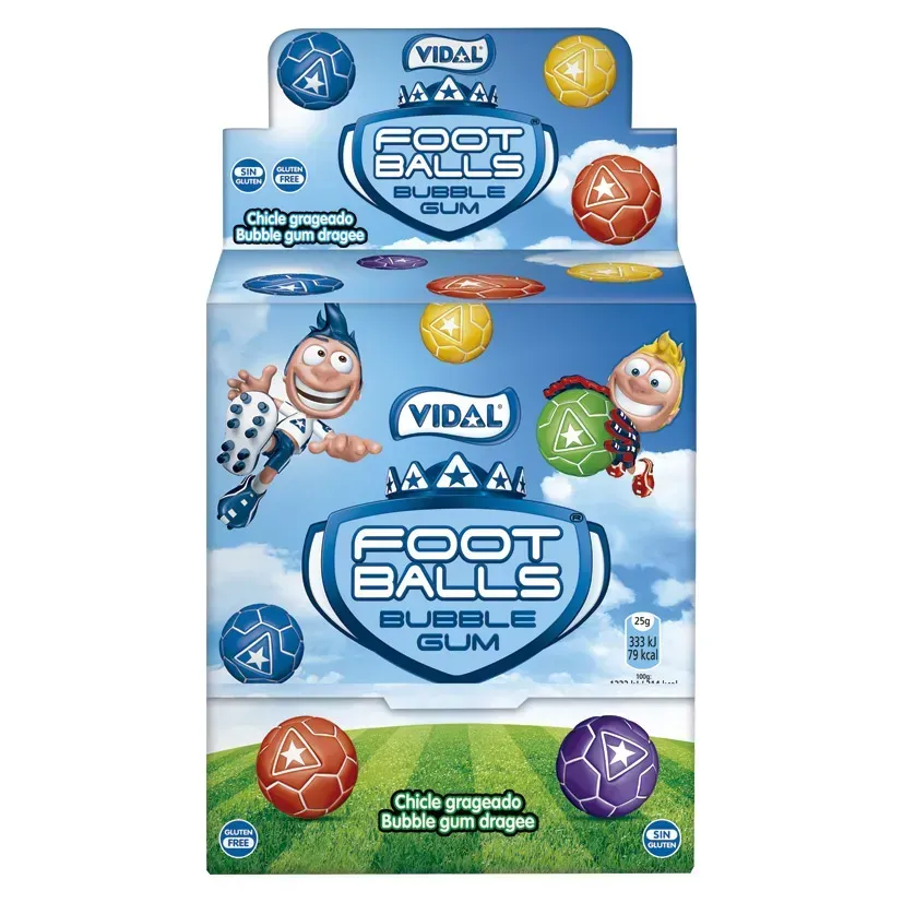 Voetbal kauwgom ballen display